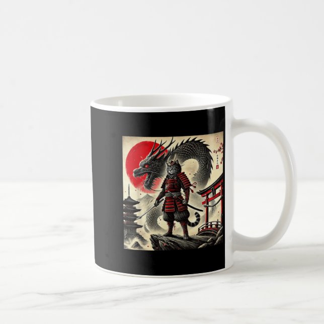 Mug Chat Graphique Guerrier Samouraï Chat Ninja Japona (Droite)
