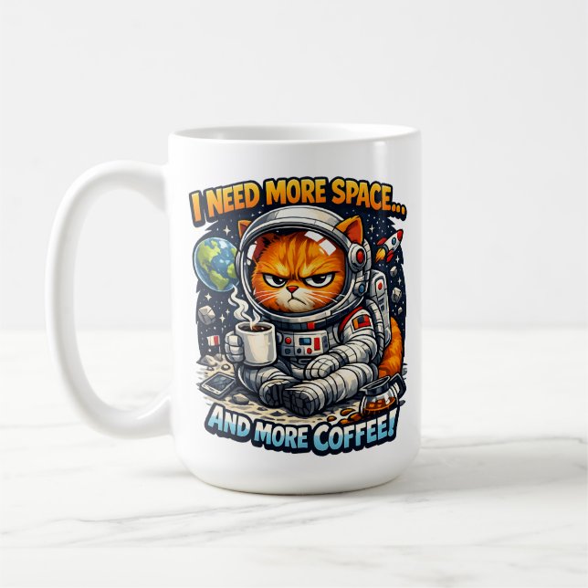 Mug Chat grincheux drôle, besoin de plus d'espace et p (Gauche)