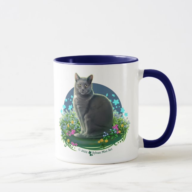 Mug Chat gris dans le Jardin des Fleurs (Droite)