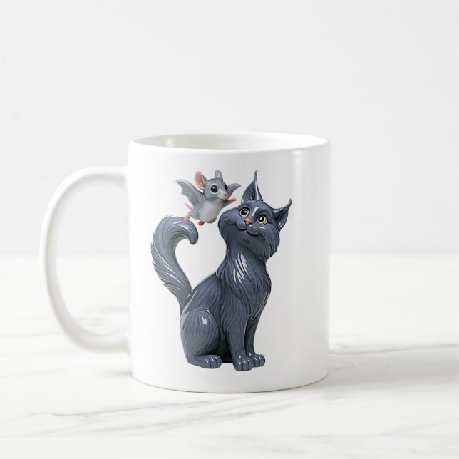 Mug Chat gris et chauve-souris (Gauche)