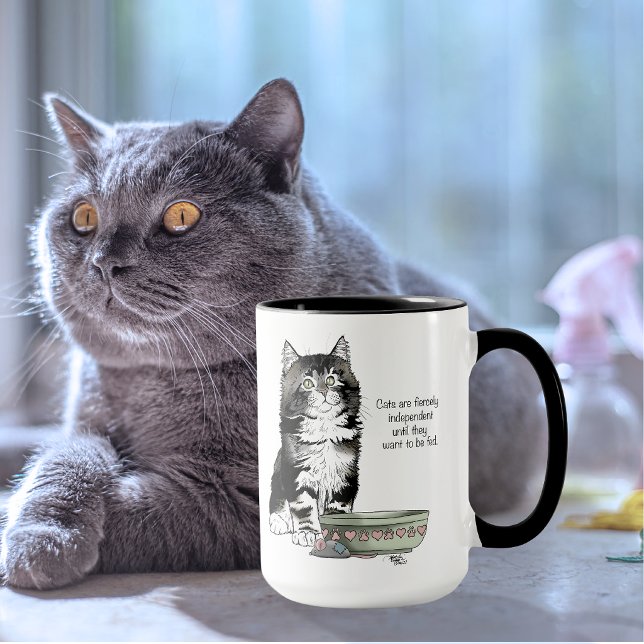 Mug Chat Gris Indépendant Tabby Bleu Mignon Drôle (Créateur téléchargé)
