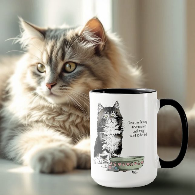Mug Chat Gris Indépendant Tabby Bleu Mignon Drôle (Créateur téléchargé)