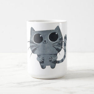 Mug Chat gris mignon avec de grands yeux au beurre
