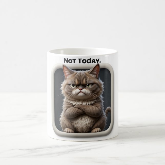 Mug Chat Grumpy "Pas aujourd'hui" Drôle Conception de  (Centre)