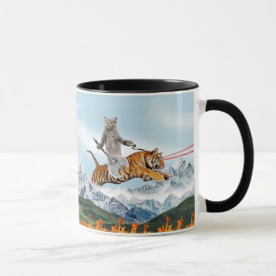 Mug Chat guerrier chevauchant un tigre