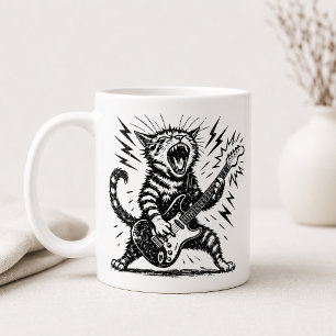 Mug Chat Guitare Métal Lourde, Rock Attitude