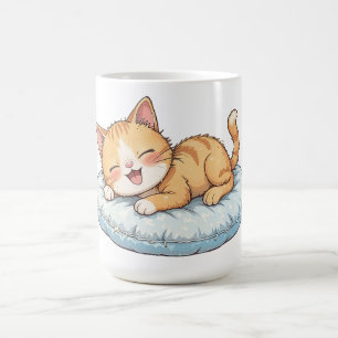 Mug Chat Heureux Rêvant sur un Coussin Confortable