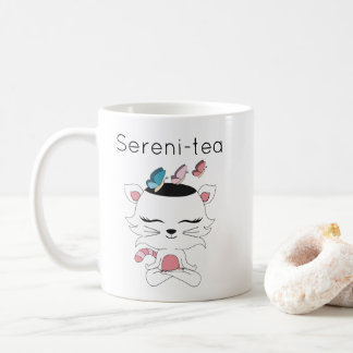 Mug Chat illustré mignon de Kitty de méditation de