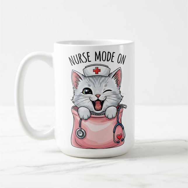 Mug Chat infirmière mignon dans le café de poche (Gauche)