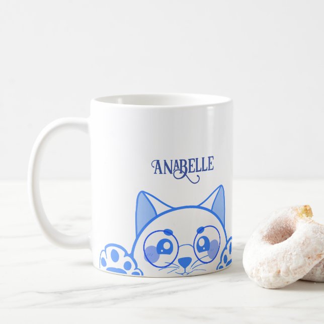 Mug Chat Joli Avec Lunettes Rondes (Avec donut)
