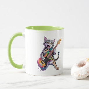 Mug Chat jouant de la guitare Rock And Roll