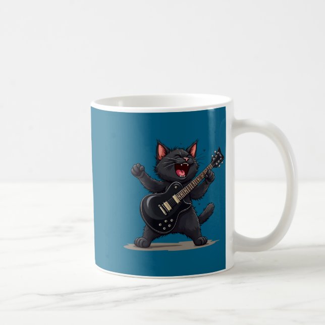 Mug Chat jouant de la guitare Rock And Roll Rock Star  (Droite)