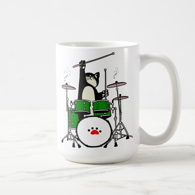 Mug Chat Jouer Cadeau Musical, Chat Jouer Du Tambour (Droite)