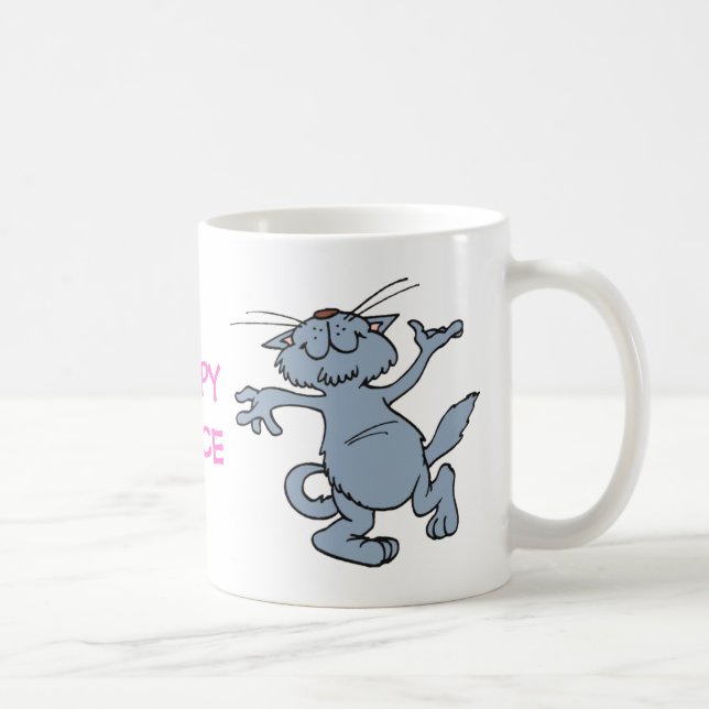 Mug Chat joyeux drôle de danse de danse heureuse (Droite)