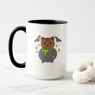 Mug Chat Joyeux Halloween Cauldron Bat