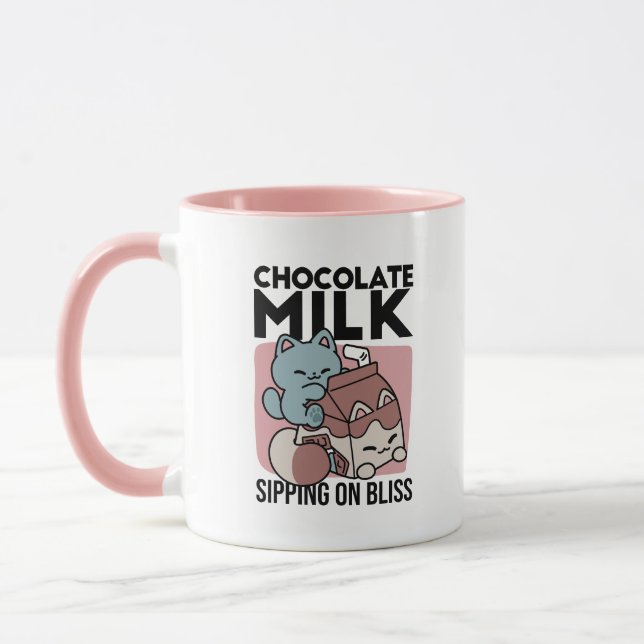 Mug Chat Kawaii au Lait Chocolat – Boisson Confort et  (Gauche)