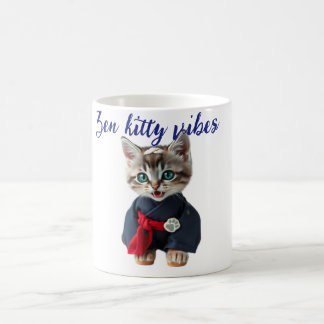 Mug 😻 Chat Kawaii en Kimono Bleu - Art de Style Japon