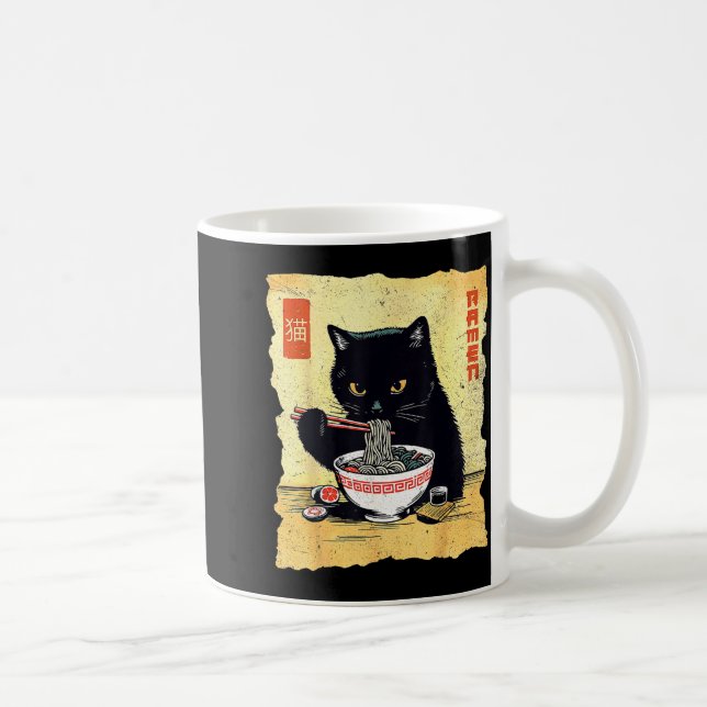 Mug Chat Kawaii Mangeant Des Nouilles Ramen Cadeau Drô (Droite)