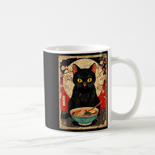 Mug Chat Kawaii Mangeant Des Nouilles Ramen Drôle Cade (Droite)