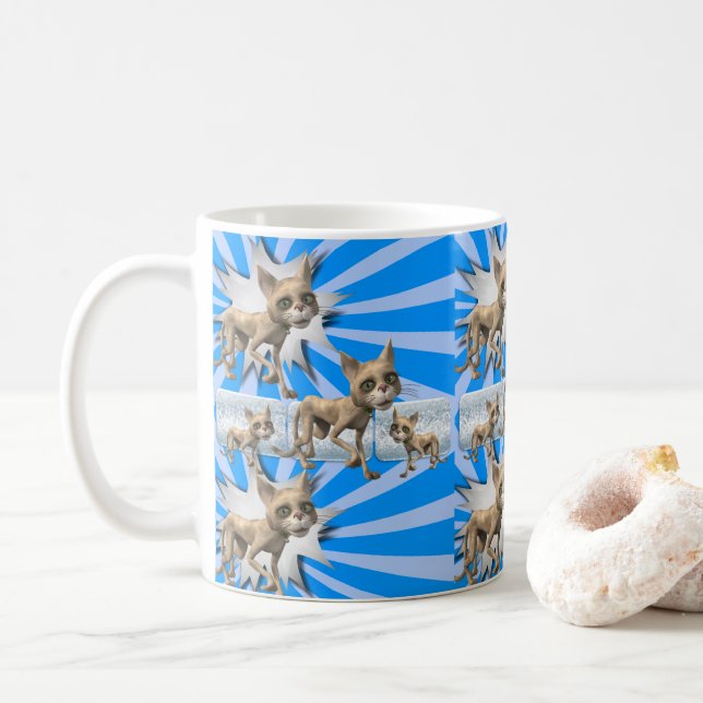Mug Chat Kitten Musique bleue (Avec donut)