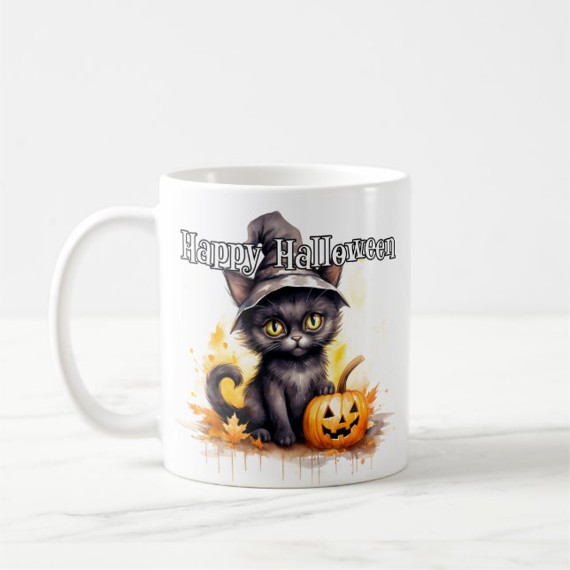 Mug Chat Kitty noir | Bonne Halloween (Gauche)