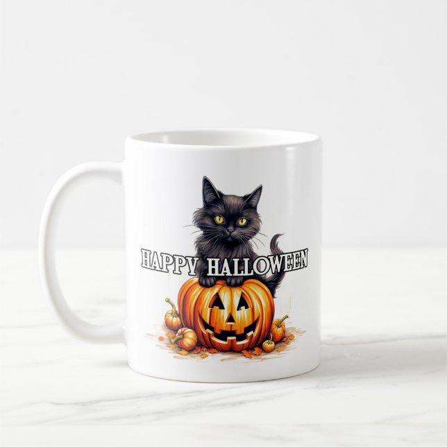 Mug Chat Kitty noir | Bonne Halloween (Gauche)
