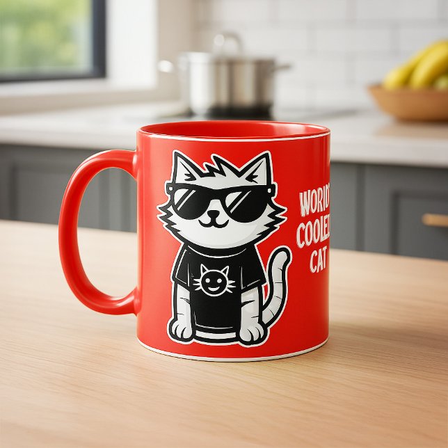 Mug Chat le plus frais du monde avec lunettes de solei (Créateur téléchargé)