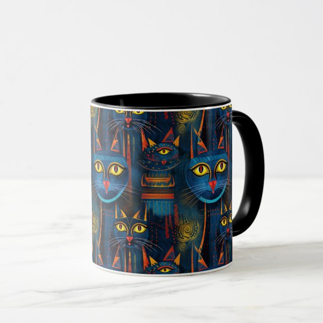 Mug Chat Love Art géométrique gothique (Devant droit)