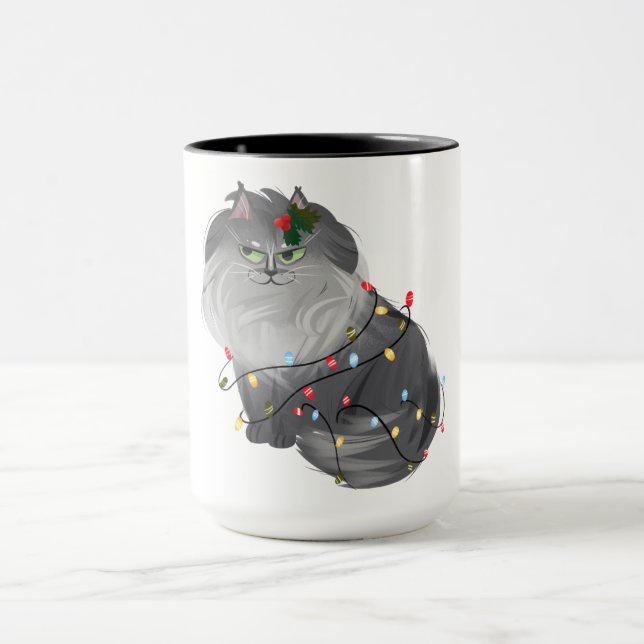 Mug Chat Maine Coon avec décorations de Noël (Centre)
