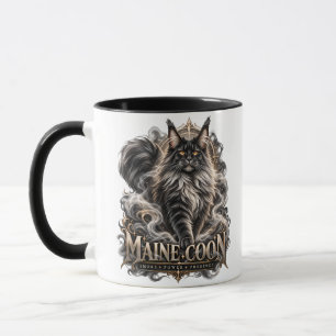 Mug Chat Maine Coon Fumée Noire Or Fantaisie Artistiqu