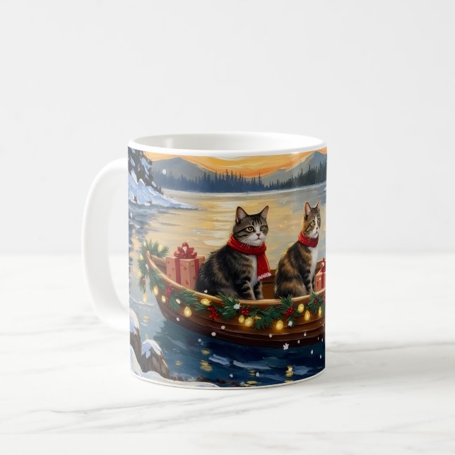 Mug Chat Maine Coon Noël Bateau Fêtes (Devant gauche)