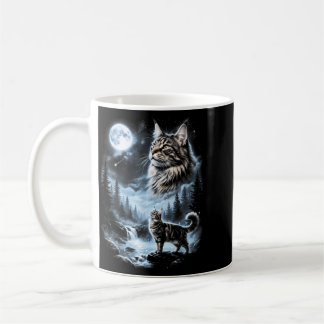 Mug Chat Mainecoon hurlant à la Lune Rétro 90