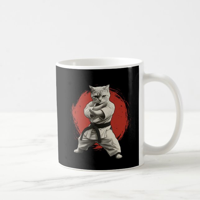 Mug Chat maître d'arts martiaux Karaté Ceinture noire  (Droite)