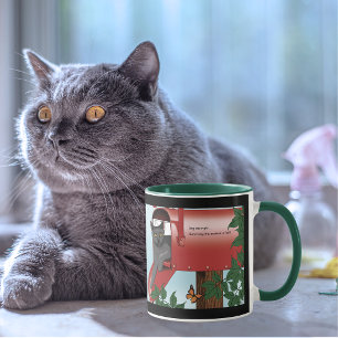 Mug Chat malicieux dans une boîte aux lettres rouge hu