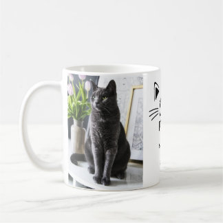 Mug Chat maman chat visage personnalisé 2 photos noms