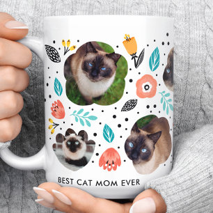 Mug Chat Maman Jardin Colorful Floral Animaux de compa