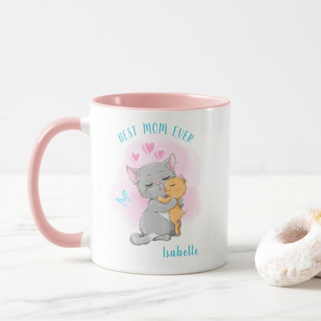 Mug Chat maman tasse, meilleure maman jamais, mère jou (Avec donut)