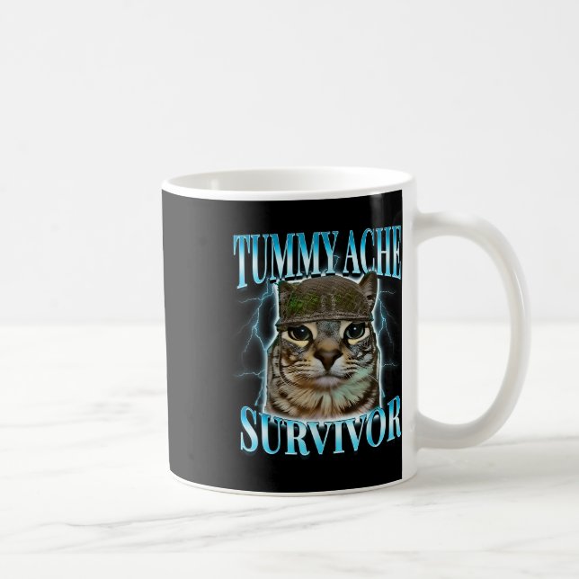 Mug Chat Mème Survivant Mal De Ventre Drôle Dicton Cha (Droite)