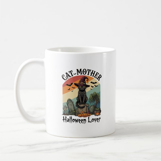 Mug Chat Mère Halloween Amant Chapeau de Sorcière Noir (Gauche)