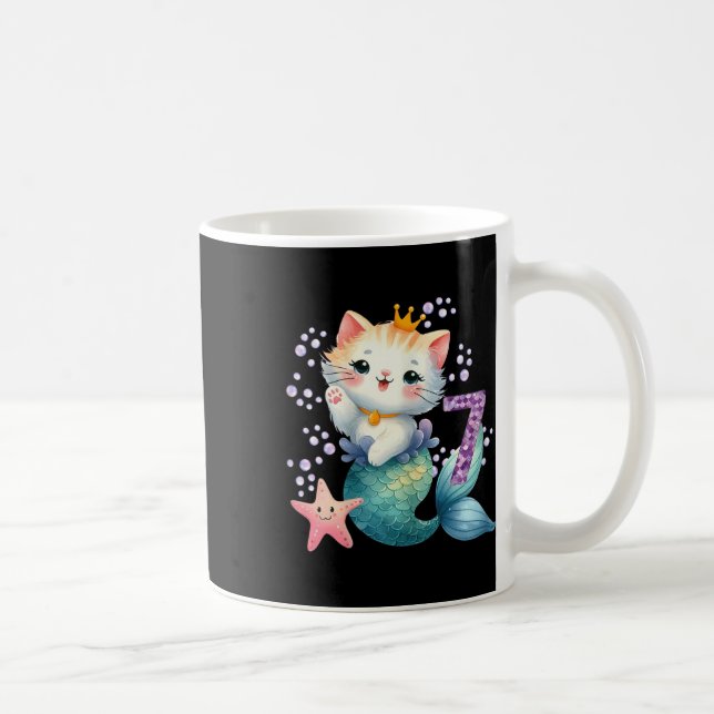 Mug Chat Mermaid 7e anniversaire 7 ans Fille ou (Droite)