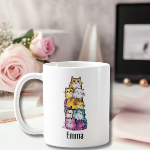 Mug Chat Mignon Aquarelle Colorée Animal Drôle Personn