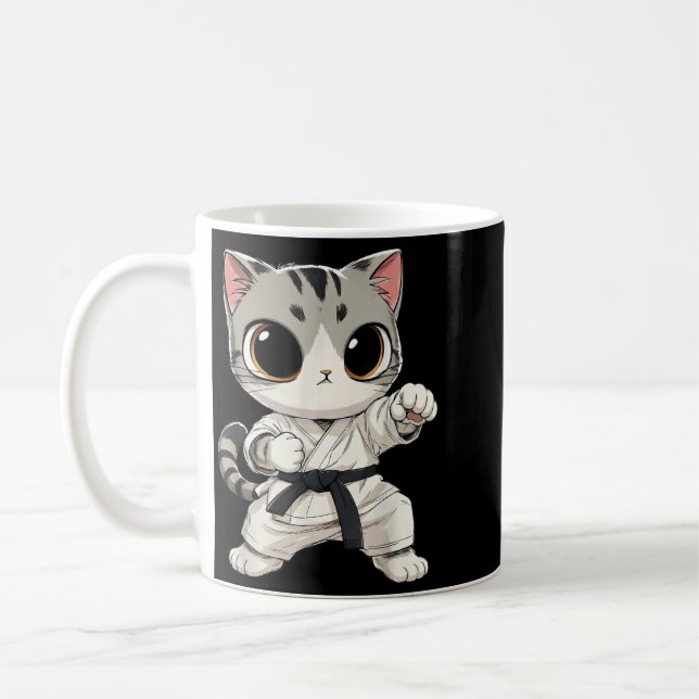 Mug Chat mignon arts martiaux karaté ceinture noire dr (Gauche)
