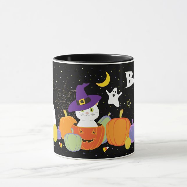 Mug Chat mignon d'Halloween en Casquette sorcier (Centre)