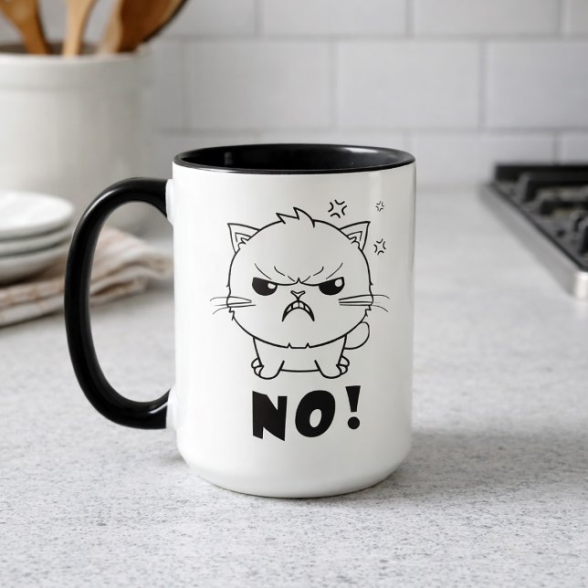 Mug Chat mignon en colère en train de baiser Non. (Cute angry cat hissing No. Mug )