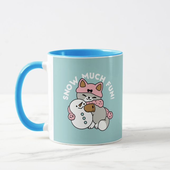 Mug Chat mignon en Engin à neige avec Art Snowman (Gauche)