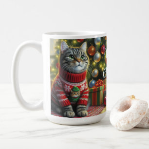 Mug Chat mignon en pull de Noël