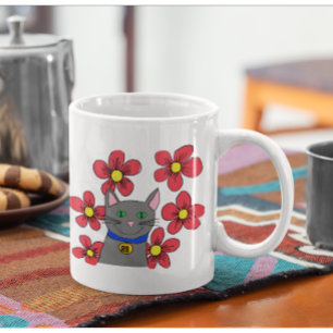 Mug Chat mignon et fleurs Personnaliser avec sa propre