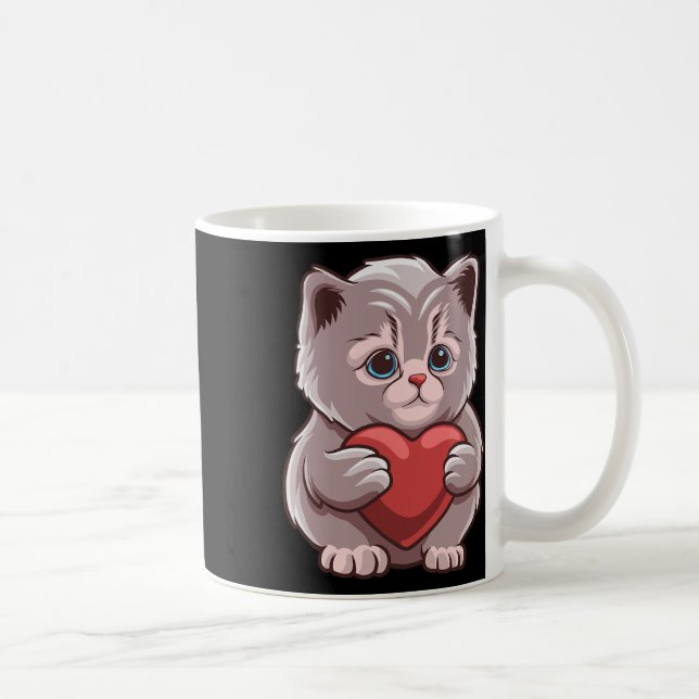 Mug Chat mignon étreignant la Saint-Valentin Kitty Lov (Droite)