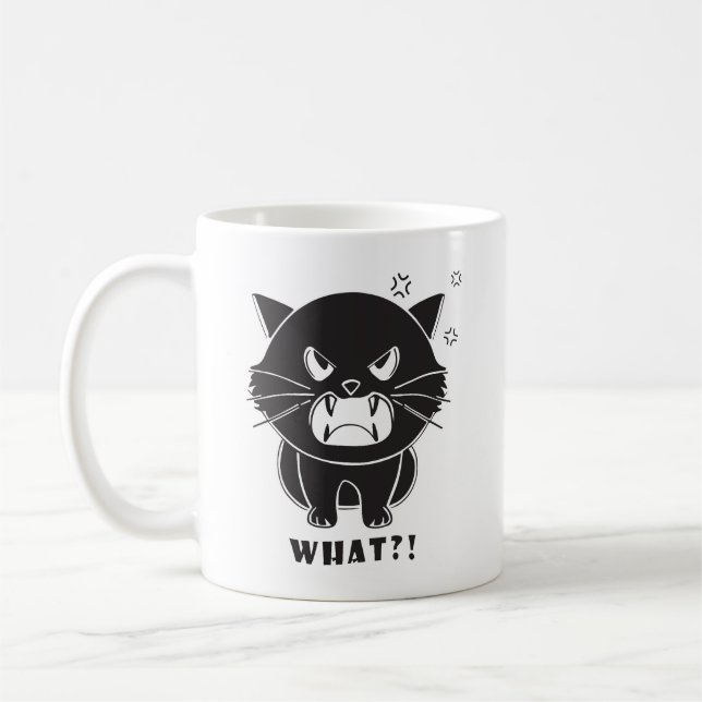 Mug Chat mignon fâché baiser quoi. (Gauche)