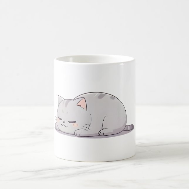 Mug Chat mignon kawaii grumpy endormi (Centre)